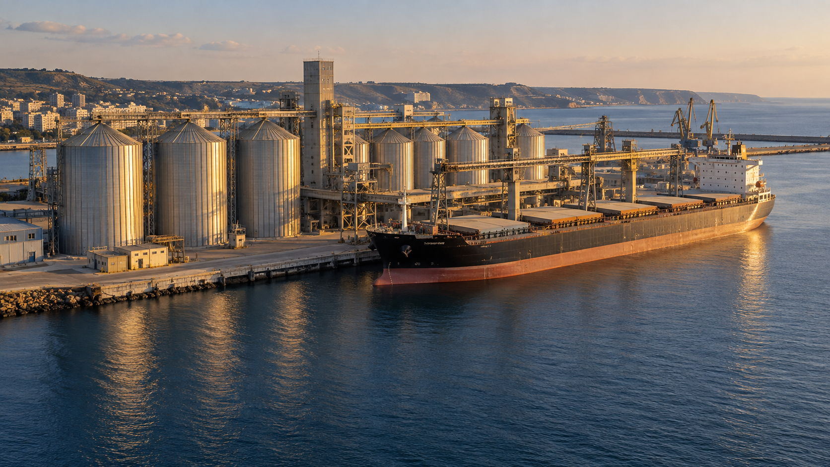 Illustrative grain terminal and bulk vessel